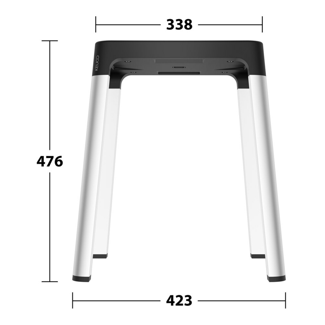 Keuco Hocker AXESS Sitzfl. 338mm, Alu silber-elox./schwarz