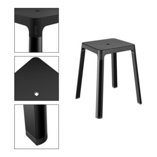 Keuco Hocker AXESS Sitzfläche 338mm, schwarz matt/schwarz