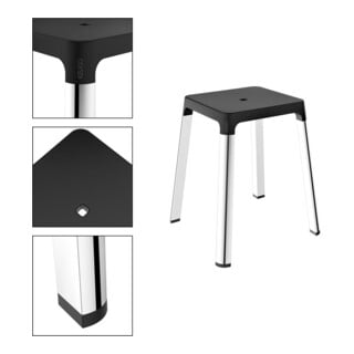 Keuco Hocker AXESS Sitzfläche 338mm, verchromt/schwarz