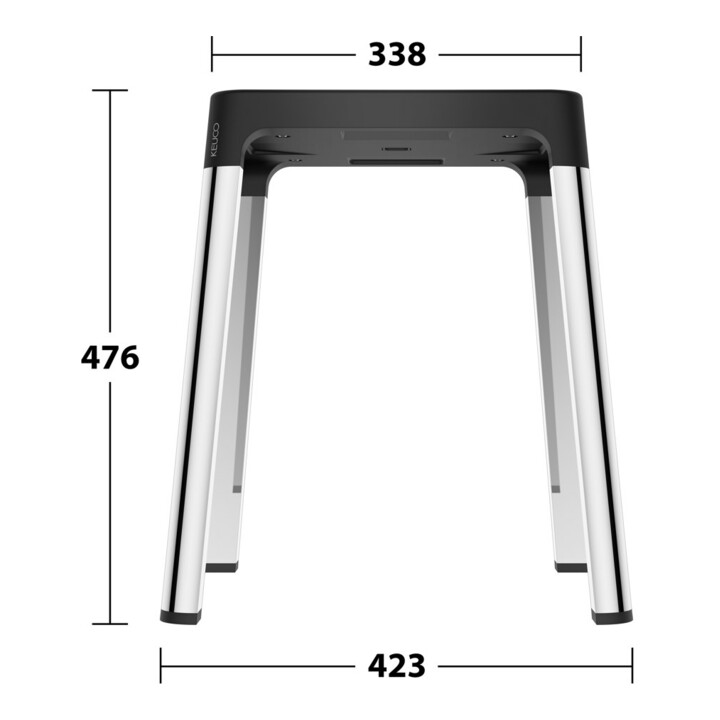 Keuco Hocker AXESS Sitzfläche 338mm, verchromt/schwarz
