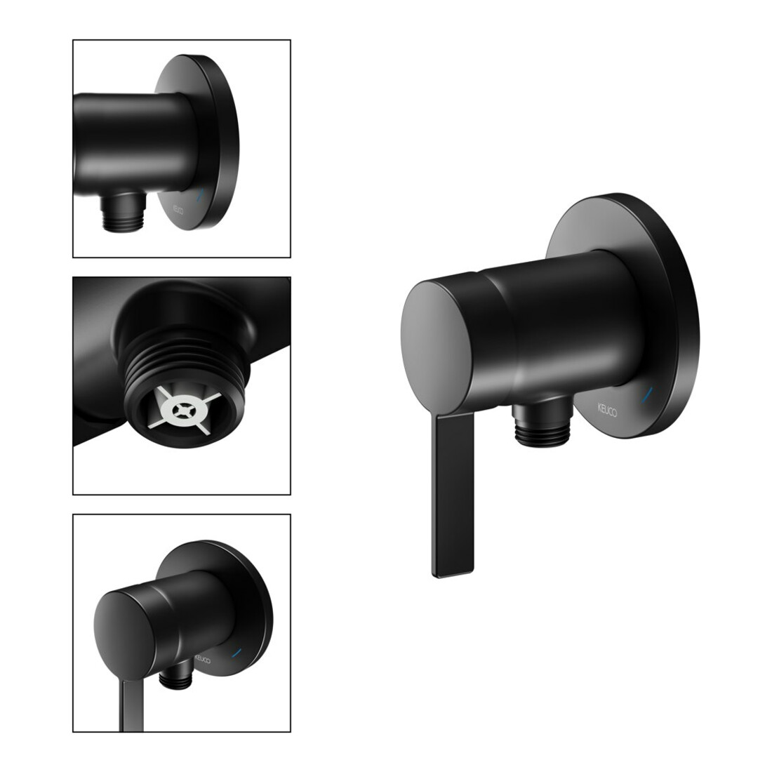 Keuco IXMO SOLO Pure Kit de montage prêt UP, raccord tuyau, rond, noir mat