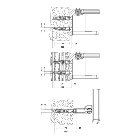 Keuco Kit de fixation n°2 Plan Care 2x vis à bois fraisées, 2x chevilles universelles