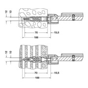 Keuco Kit de fixation n°3 Plan Care 2x vis 6 pans, 2x chevilles universelles