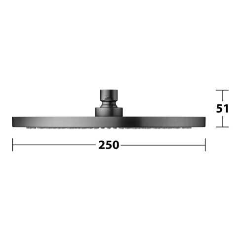 Keuco Kopfbrause 250mm, rd, Kunststoff-Br, schwarz-chrom ge