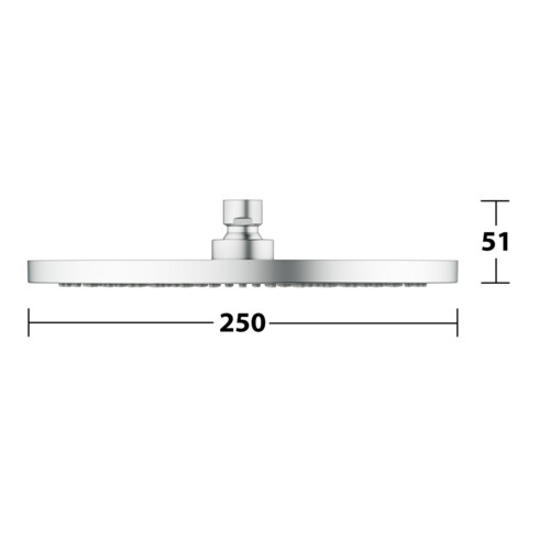Keuco Kopfbrause 250mm, rd, Kunststoff-Brau., alu./finish