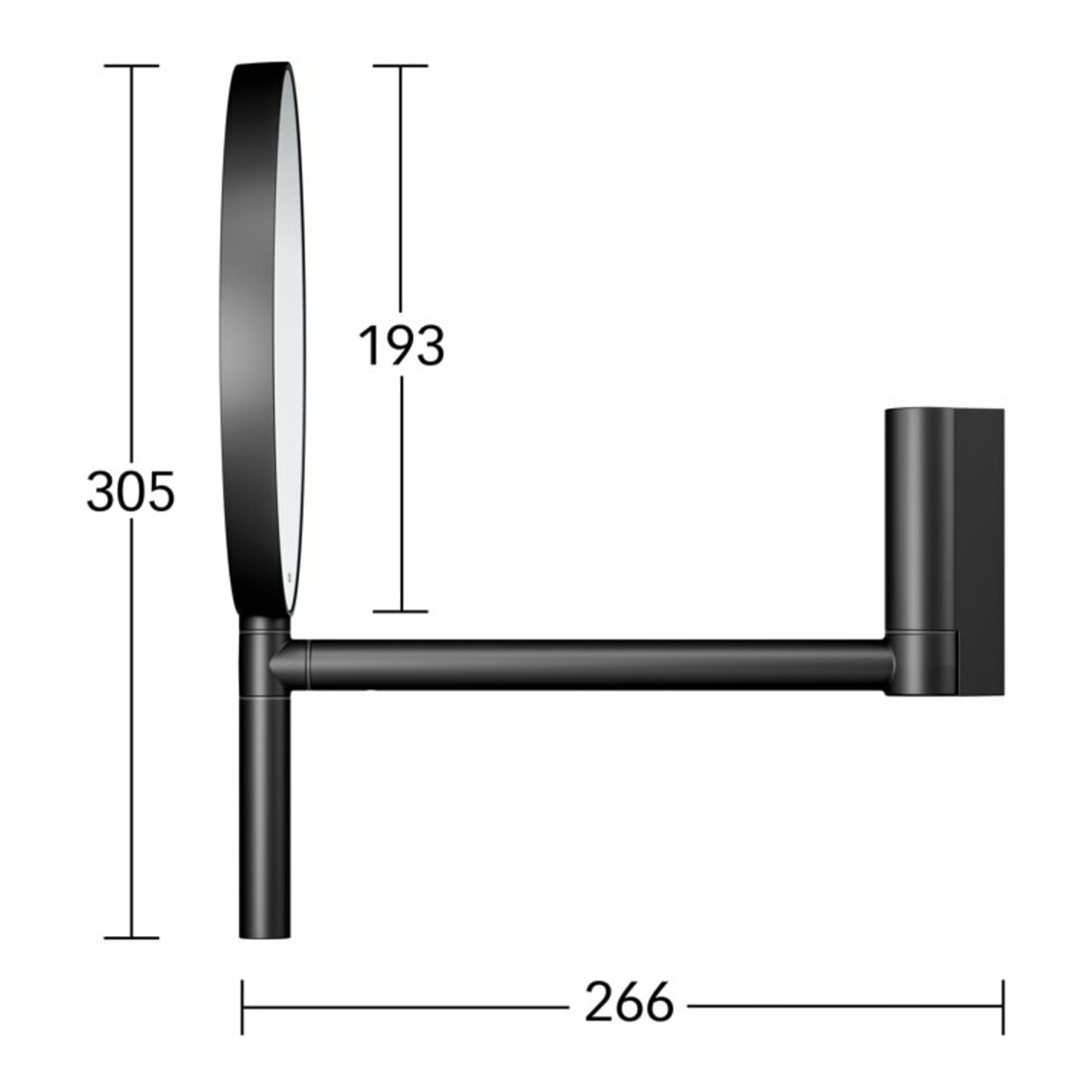 Keuco Kosmetikspiegel Plan d= 193mm, unbeleuchtet, schwarz