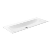 Keuco Lavabo double en céramique X-Line 120,5x49,3 cm, avec trop-plein, blanc