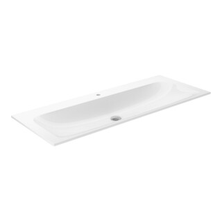 Keuco Lavabo en céramique X-Line 120,5x49,3 cm, avec trop-plein, Clou, blanc