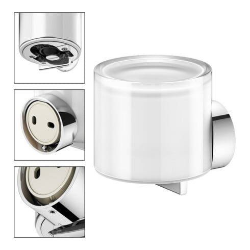 Keuco Lotionsspender REVA verchromt, m Echtkr.-Glas matt., Ha. u. Pu