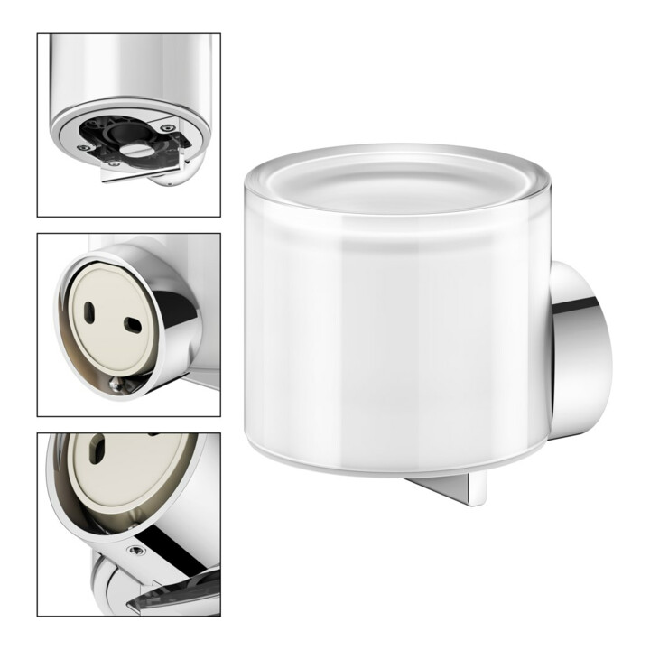 Keuco Lotionsspender REVA verchromt, m Echtkr.-Glas matt., Ha. u. Pu