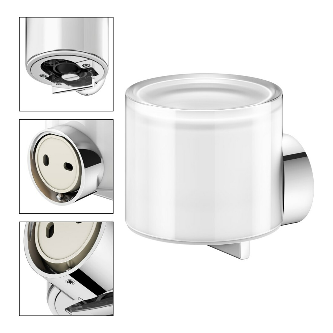 Keuco Lotionsspender REVA verchromt, m Echtkr.-Glas matt., Ha. u. Pu