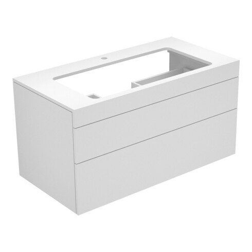 Keuco Meuble sous lavabo Edition 400 105x54,6x53,5cm, 2 tiroirs, avec L, pour 2 lavabos, blanc brillant