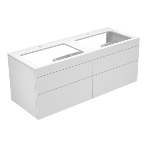 Keuco Meuble sous lavabo Edition 400 140x54,6x53,5cm, 4 tiroirs, avec L, pour 2 lavabos, blanc/antracite
