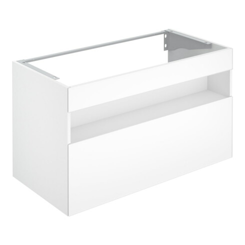 Keuco Meuble sous-lavabo Stageline 100x62,5x49 cm, décor blanc, verre blanc clair, avec éclairage