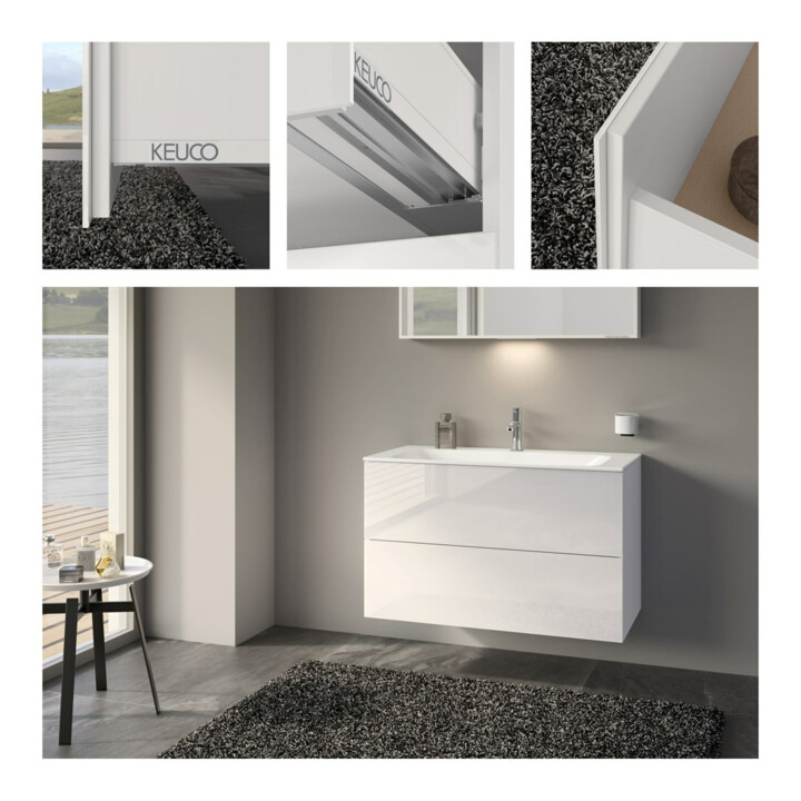 Keuco Meuble sous lavabo X-Line D blanc brillant, 100x60,5x49 cm, 2 tiroirs