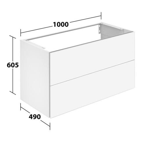 Keuco Meuble sous lavabo X-Line D blanc brillant, 100x60,5x49 cm, 2 tiroirs