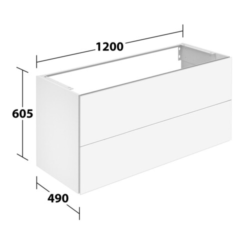 Keuco Meuble sous lavabo X-Line D blanc mat, verre blanc brillant, 120x60,5x49 cm, 2 tiroirs