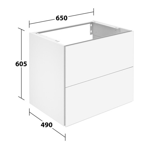 Keuco Meuble sous lavabo X-Line D blanc, verre blanc, 65x60,5x49 cm, 2 tiroirs