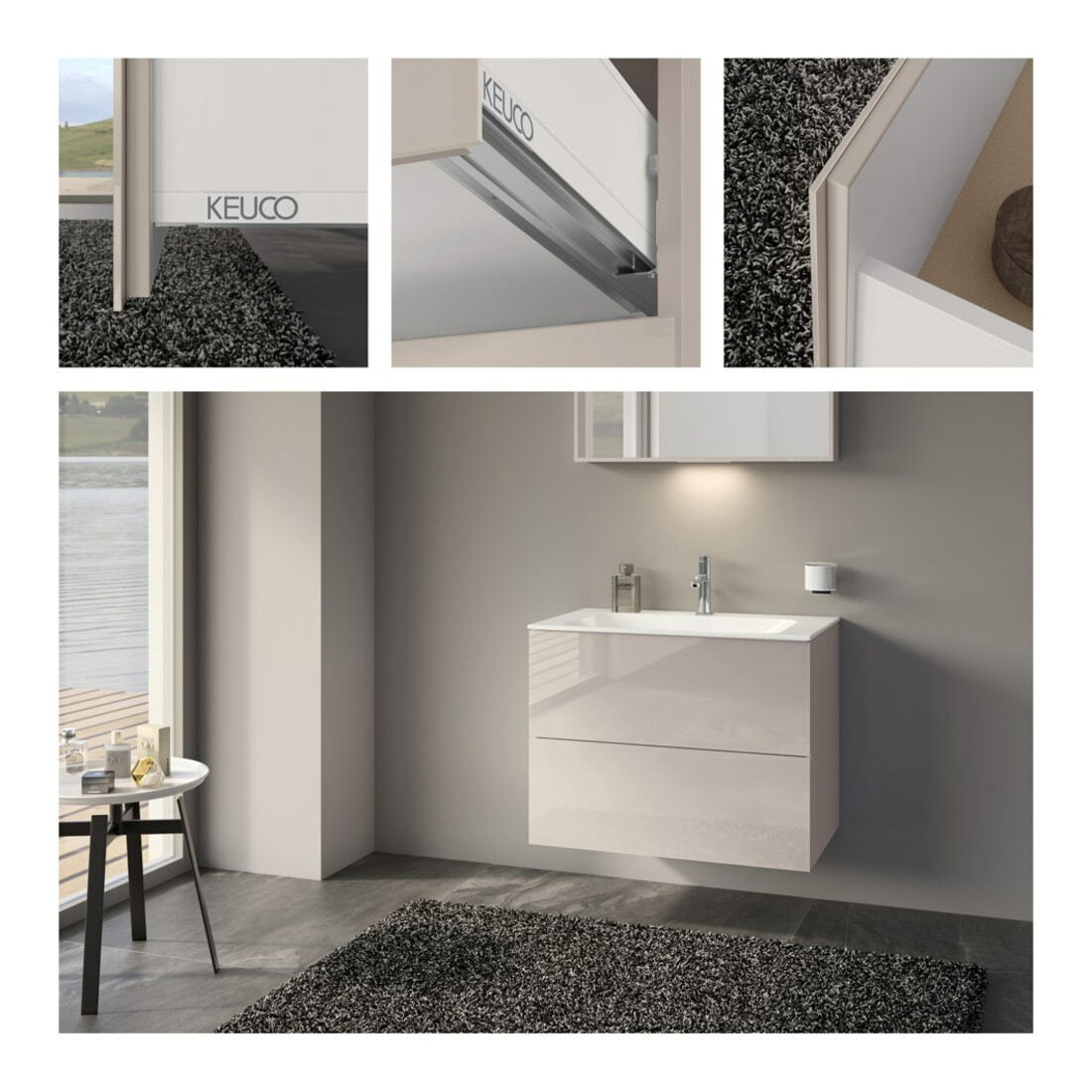 Keuco Meuble sous lavabo X-Line D chêne clair, glace clair, 80x60,5x49 cm, 2 tiroirs