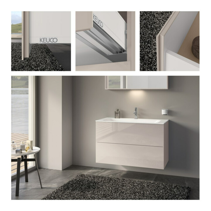 Keuco Meuble sous-lavabo X-Line D chêne clair, verre clair, 100x60,5x49 cm, 2 tiroirs