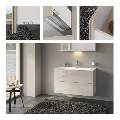Keuco Meuble sous-lavabo X-Line D chêne clair, verre clair, 100x60,5x49 cm, 2 tiroirs