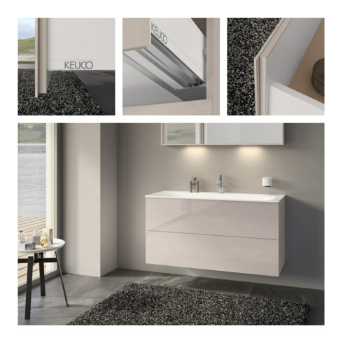 Keuco Meuble sous lavabo X-Line D chêne clair, verre clair, 120x60,5x49 cm, 2 tiroirs