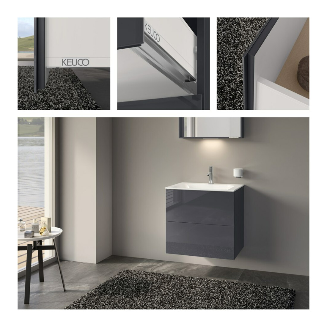 Keuco Meuble sous-lavabo X-Line D en m, Gl en k, 65x60,5x49 cm, 2 tiroirs