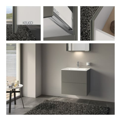 Keuco Meuble sous lavabo X-Line D I m, verre dépoli, 65x60,5x49 cm, 2 tiroirs