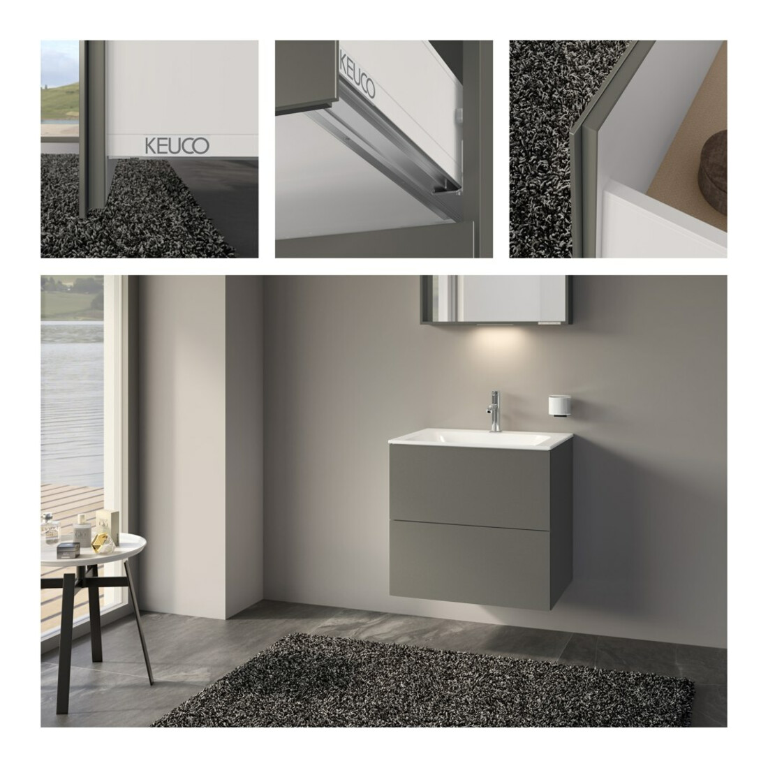 Keuco Meuble sous lavabo X-Line D I m, verre dépoli, 65x60,5x49 cm, 2 tiroirs