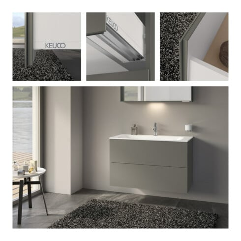 Keuco Meuble sous-lavabo X-Line D I m, verre satiné, 100x60,5x49 cm, 2 tiroirs