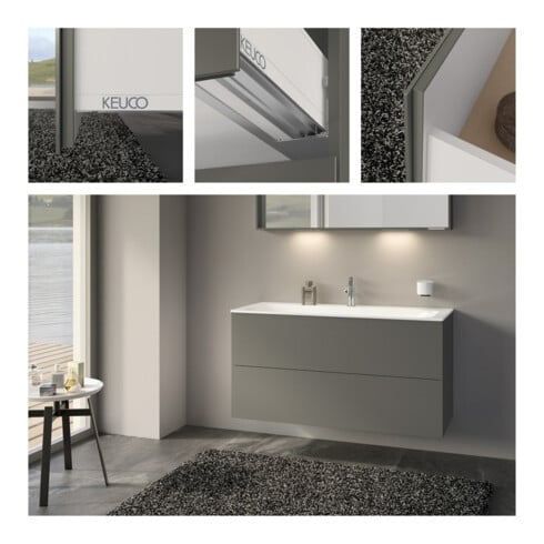 Keuco Meuble sous lavabo X-Line D I m, verre satiné, 120x60,5x49 cm, 2 tiroirs