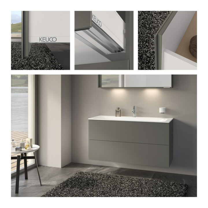 Keuco Meuble sous lavabo X-Line D I m, verre satiné, 120x60,5x49 cm, 2 tiroirs