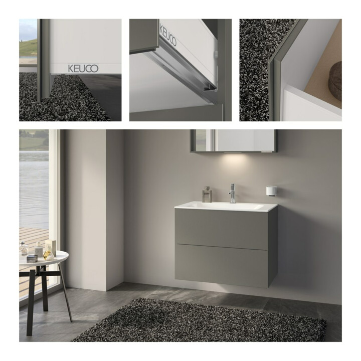 Keuco Meuble sous lavabo X-Line D I m, verre satiné, 80x60,5x49 cm, 2 tiroirs