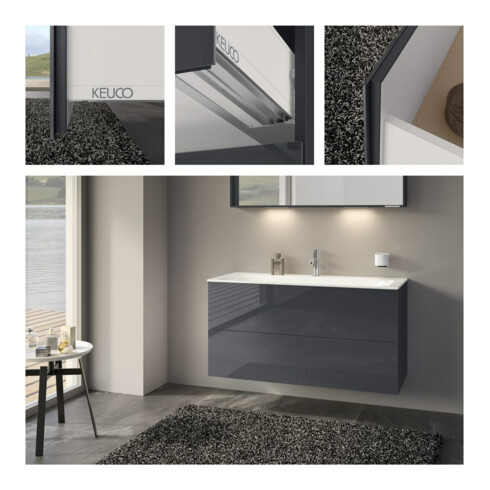 Keuco Meuble sous-vasque X-Line D an m, Gl an k, 120x60,5x49 cm, 2 tiroirs