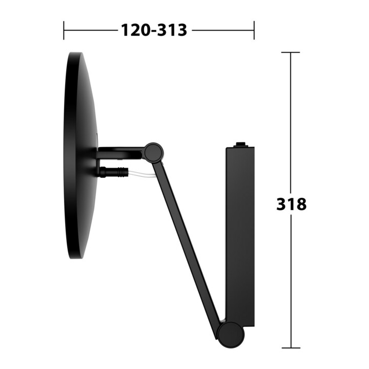 Keuco Miroir cosmétique éclairé iLook_move d 212mm, pivotant, basculant, noir mat