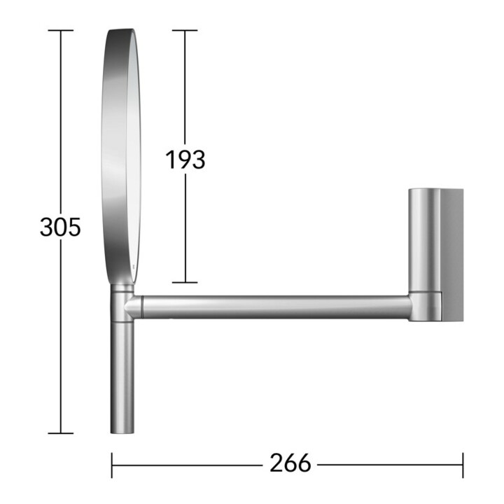 Keuco Miroir cosmétique Plan d 193 mm, non éclairé, pivotant, alu./finition