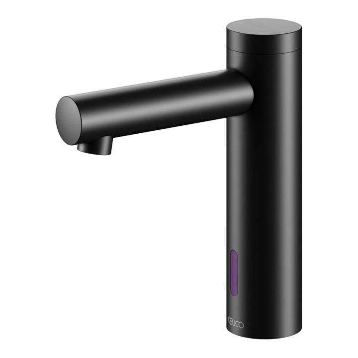 Keuco Mitigeur électronique de lavabo IXMO 130 noir mat, alimentation secteur, bec 124 mm