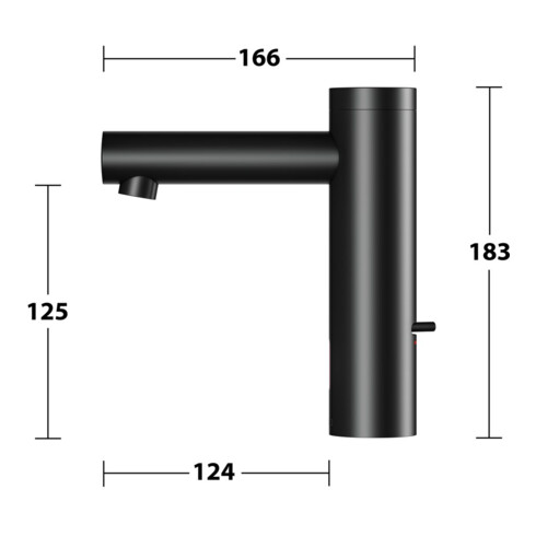 Keuco Mitigeur électronique de lavabo IXMO 130 noir mat, alimentation secteur, bec 124 mm