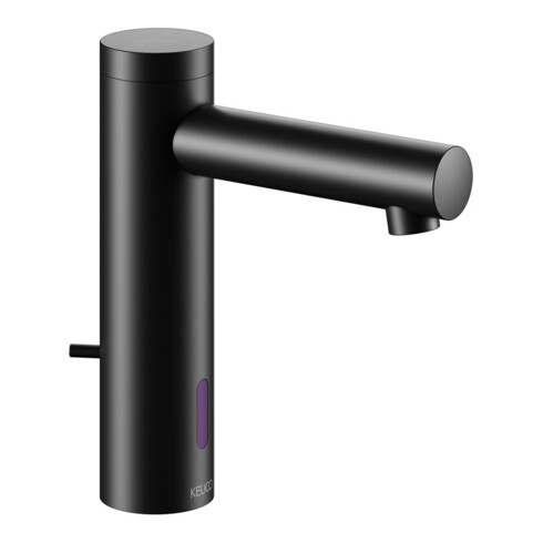 Keuco Mitigeur électronique de lavabo IXMO 130 noir mat, alimentation secteur, bec 124 mm