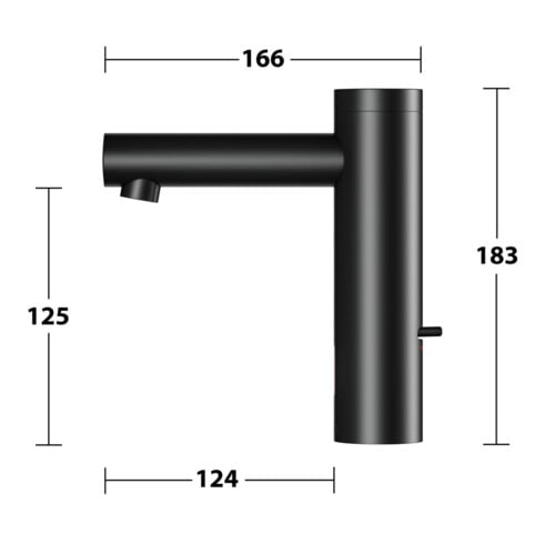 Keuco Mitigeur électronique de lavabo IXMO 130 noir mat, alimentation secteur, bec 124 mm