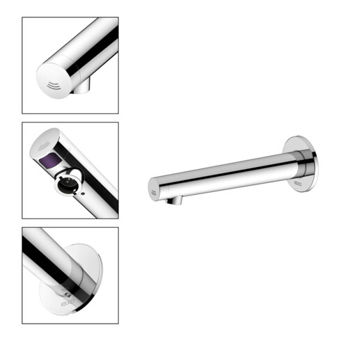 Keuco Mitigeur électronique de lavabo IXMO vc, encastré, alimentation secteur, bec 225 mm, rosé