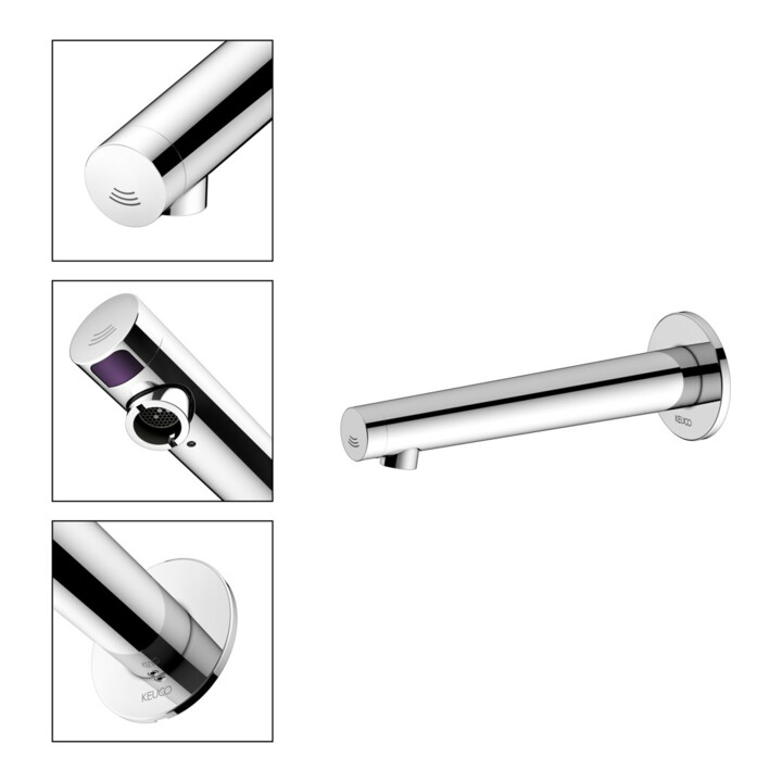 Keuco Mitigeur électronique de lavabo IXMO vc, encastré, alimentation secteur, bec 225 mm, rosé