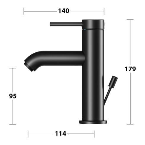 Keuco Mitigeur lavabo 100 IXMO Soft bec 114 mm, avec garniture vidage, noir mat