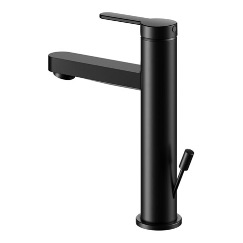 Keuco Mitigeur lavabo 130 IXMO Flat, bec 124 mm, avec garniture, rosace ronde, noir mat
