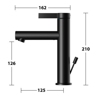 Keuco Mitigeur lavabo 130 IXMO Pure A 125 mm, avec garniture vidage, rosace ronde, noir mat