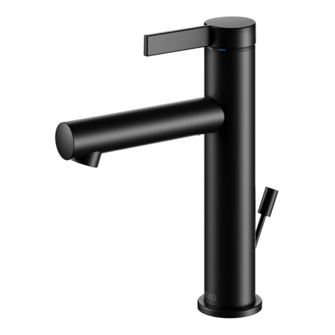 Keuco Mitigeur lavabo 130 IXMO Pure A 125 mm, avec garniture vidage, rosace ronde, noir mat