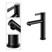 Keuco Mitigeur lavabo 130 IXMO Pure A 125mm, sans garniture vidage, rosace ronde, noir mat