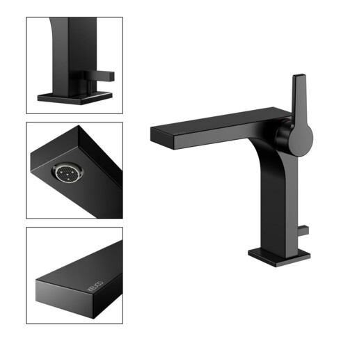Keuco Mitigeur lavabo 150 Edition 11, bec 136 mm, avec garniture, noir mat