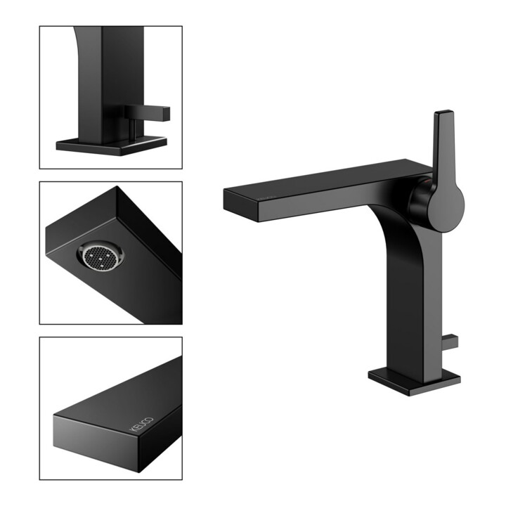 Keuco Mitigeur lavabo 150 Edition 11, bec 136 mm, avec garniture, noir mat