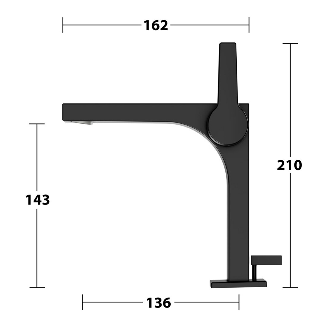 Keuco Mitigeur lavabo 150 Edition 11, bec 136 mm, avec garniture, noir mat